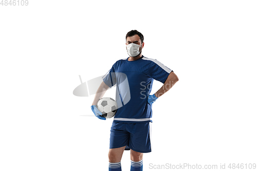 Image of Sportsman in protective mask, coronavirus treatment illustration concept