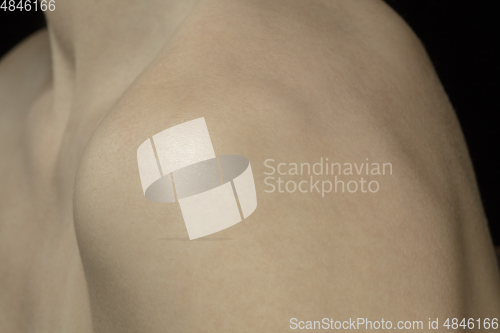 Image of Texture of human skin. Close up of well-kept caucasian human body