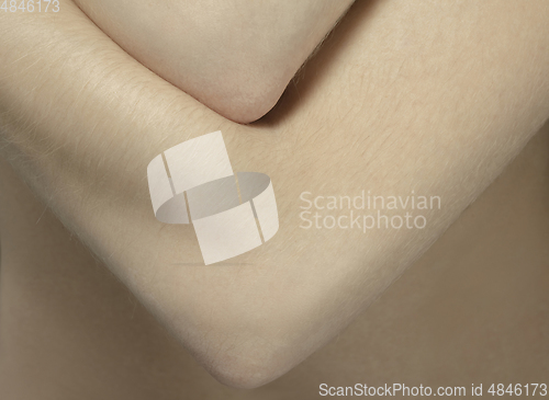 Image of Texture of human skin. Close up of well-kept caucasian human body