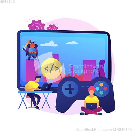 Image of Computer games development abstract concept vector illustration.