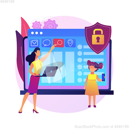Image of Parental control software abstract concept vector illustration.