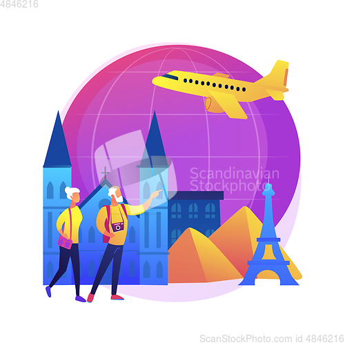 Image of Retirement travel abstract concept vector illustration.