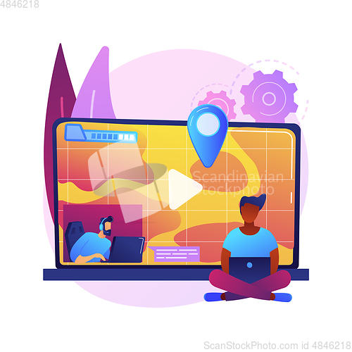 Image of Video game walkthrough abstract concept vector illustration.