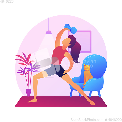 Image of Home gymnastics abstract concept vector illustration.