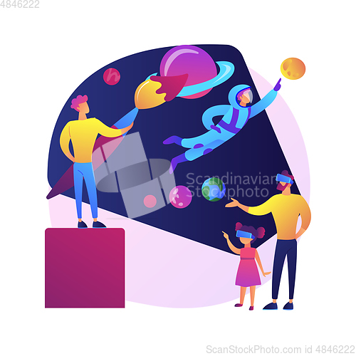 Image of Virtual world development abstract concept vector illustration.