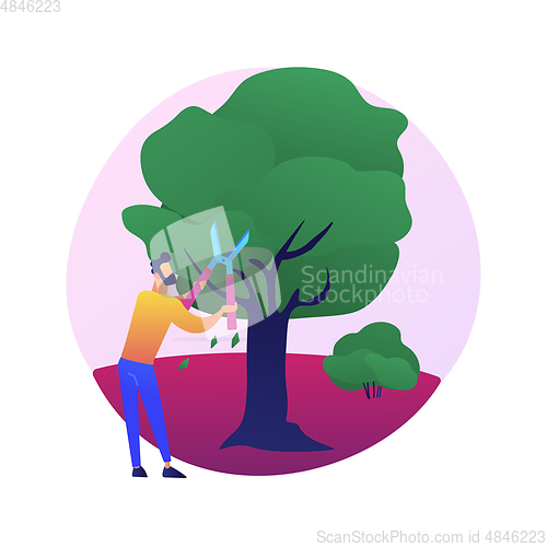 Image of Cutting trees and shrubs abstract concept vector illustration.