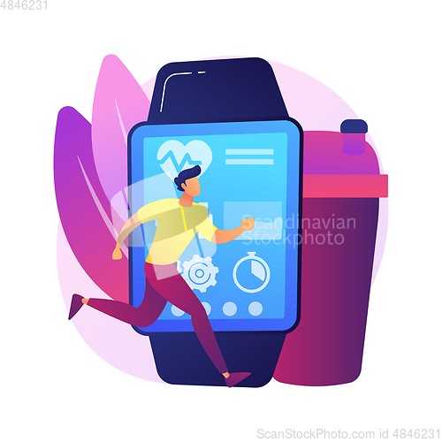 Image of Connected workout abstract concept vector illustration.