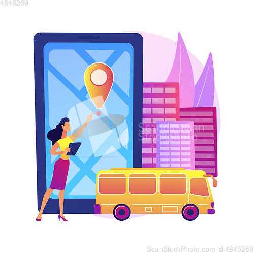 Image of School bus tracking system abstract concept vector illustration.