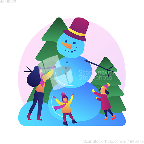 Image of Building a snowman abstract concept vector illustration.