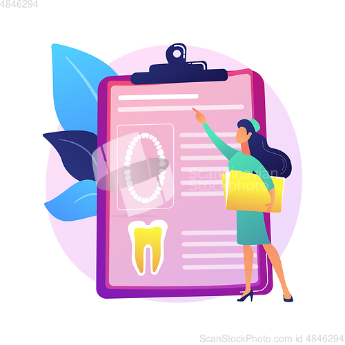 Image of Dental patient card abstract concept vector illustration.