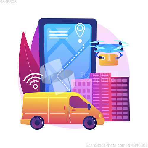 Image of Autonomous delivery abstract concept vector illustration.