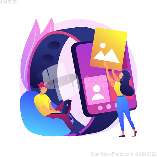 Image of Smartwatches mobile apps development abstract concept vector illustration.