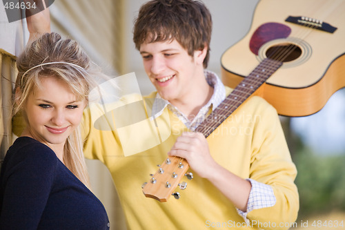 Image of Young caucasian couple outdoor