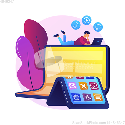 Image of Bendable device technology abstract concept vector illustration.