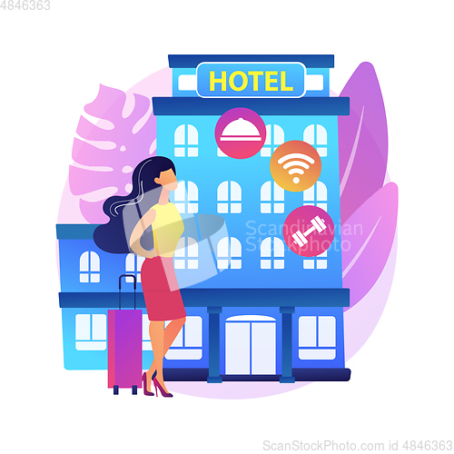 Image of Motel service abstract concept vector illustration.