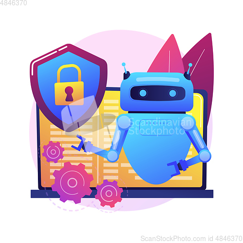 Image of Industrial cybersecurity abstract concept vector illustration.