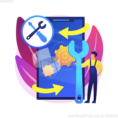 Image of Mobile device repair abstract concept vector illustration.