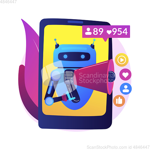 Image of Artificial intelligence in social media abstract concept vector illustration.