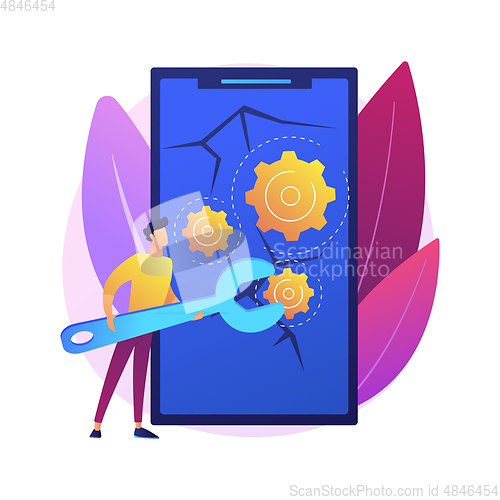 Image of Smartphone repair abstract concept vector illustration.