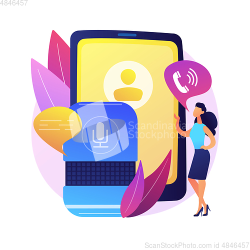 Image of Hands-free phone calling abstract concept vector illustration.