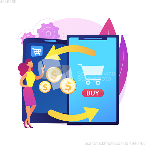 Image of Mobile device trade-in abstract concept vector illustration.