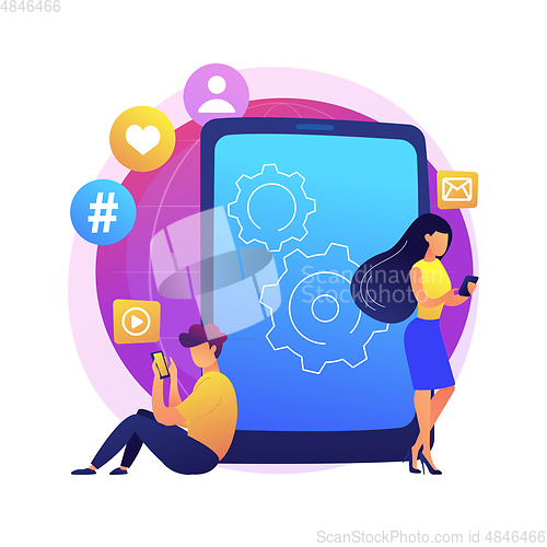 Image of Smartphone addiction abstract concept vector illustration.