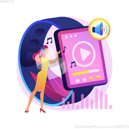 Image of Smartwatch as portable media player abstract concept vector illustration.