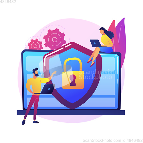 Image of Cyber security risk management abstract concept vector illustration.