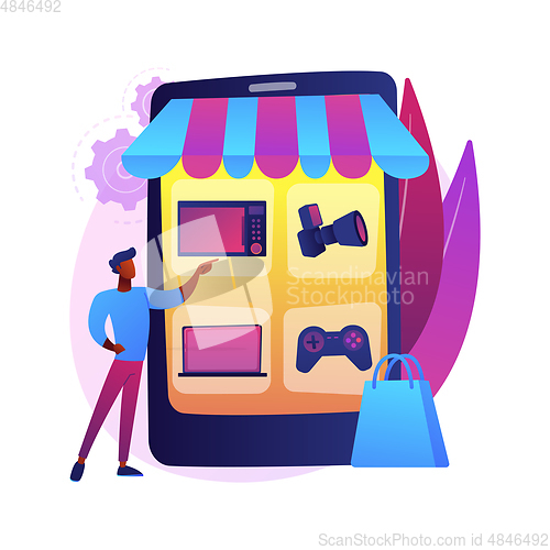 Image of Online flea market abstract concept vector illustration.