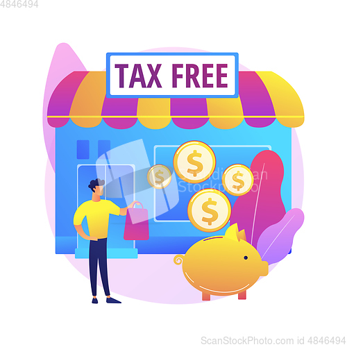 Image of Tax free service abstract concept vector illustration.