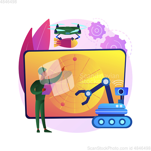 Image of Military robotics abstract concept vector illustration.