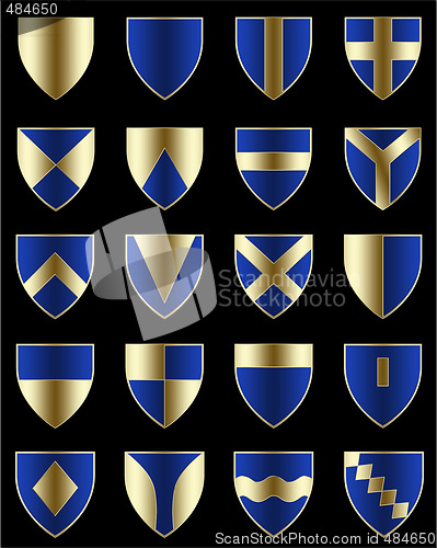 Image of Golden blue shields