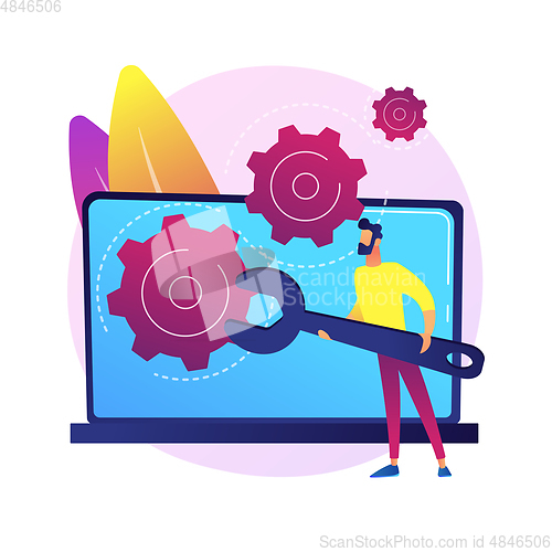 Image of Computer troubleshooting abstract concept vector illustration.