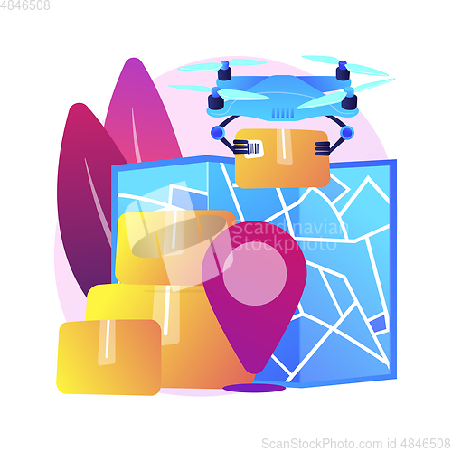 Image of Drone delivery abstract concept vector illustration.