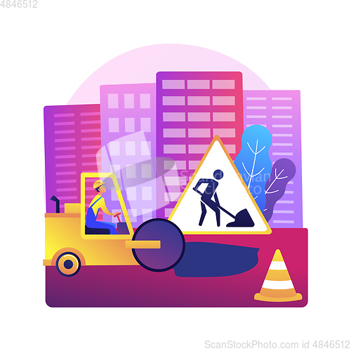 Image of Road works abstract concept vector illustration.