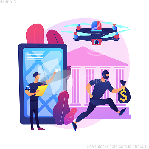 Image of Law enforcement drones abstract concept vector illustration.