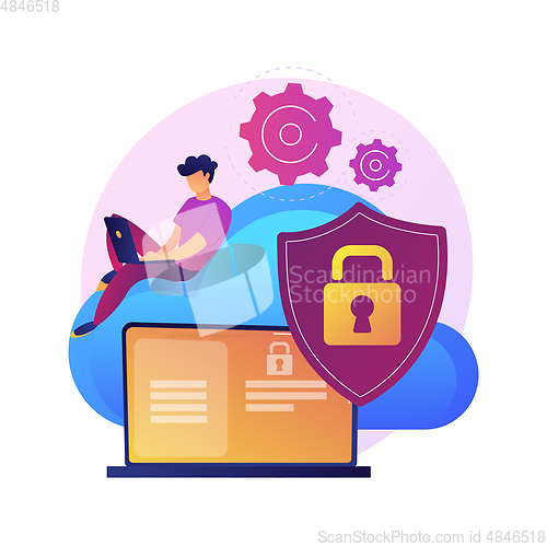 Image of Cloud computing security abstract concept vector illustration.