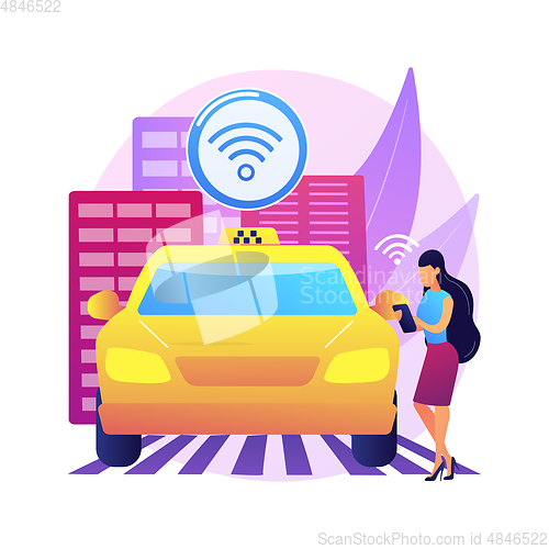 Image of Autonomous taxi abstract concept vector illustration.