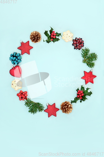 Image of Christmas Wreath Compositon with Traditional Symbols