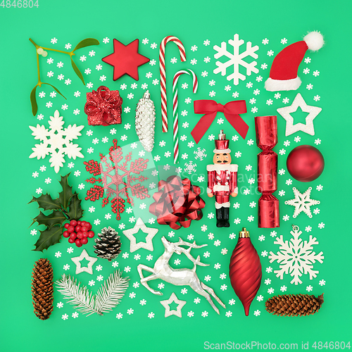 Image of Christmas Snowflake Decorations and Festive Objects