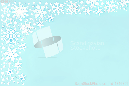 Image of Christmas Snowflakes and Stars Background Composition  