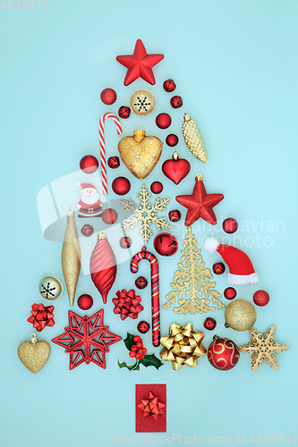 Image of Christmas Tree Abstract Shape with Festive Objects