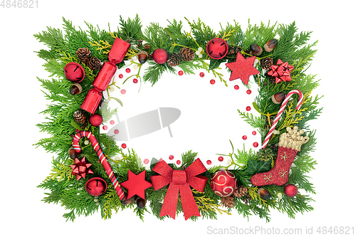 Image of Festive Christmas Background Border with Baubles