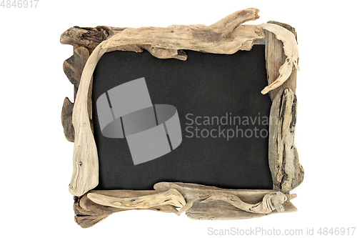 Image of Abstract Rustic Driftwood Frame with Chalk Board