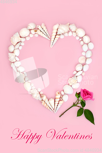 Image of Happy Valentines Day Heart Shaped Seashell Wreath