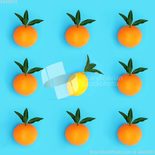 Image of Abstract Orange and Lemon Citrus Fruit Odd One Out Concept