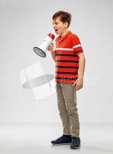 Image of angry boy speaking to megaphone