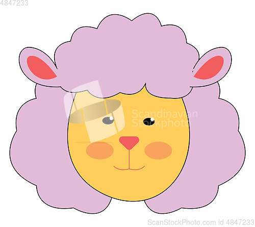 Image of Pretty pink lamb vector illustration on white background