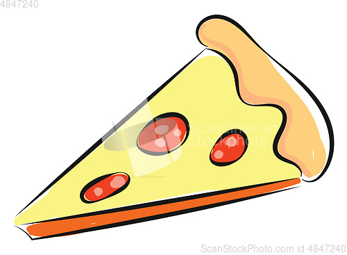 Image of A triangular slice of pepperoni and mushroom pizza vector or col