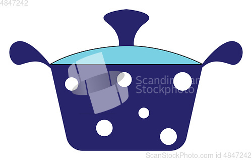 Image of Blue pot with white polka dots 